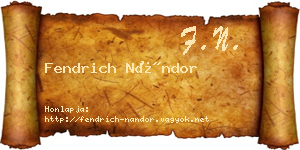 Fendrich Nándor névjegykártya